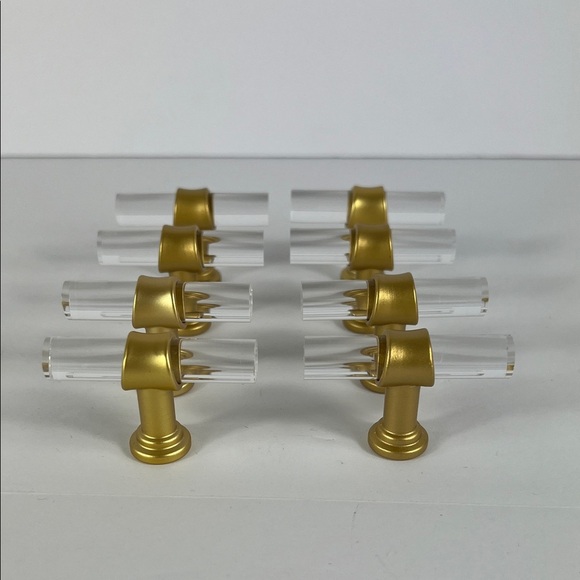 Cabinet Drawer Knob Acrylic and Antique Gold Cabinet Knobs Hardware Set of 8 - Picture 2 of 6